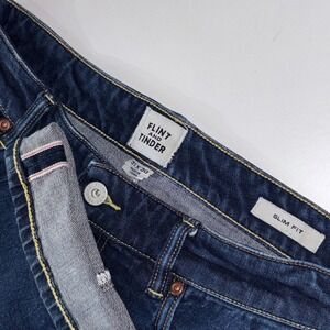 Flint and Tinder 31x30 Slim Fit Selvedge Jeans Mens Blue Stretch Denim 30x28.5